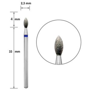 Ponteira Diamantada DUOTTI - Lágrima/Gota - Azul - Diâmetro 2,3mm