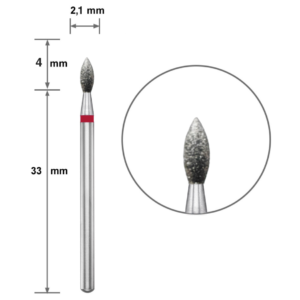 Ponteira Diamantada DUOTTI - Lágrima/Gota - Vermelha - Diâmetro 2,1mm