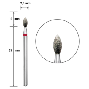 Ponteira Diamantada DUOTTI - Lágrima/Gota - Vermelha - Diâmetro 2,3mm